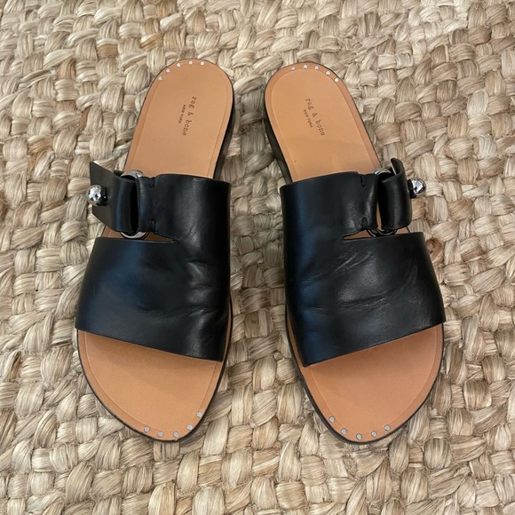 rag & bone Arc Flat Slide Black Size 37 / US 7 NIB💕temp price drop - Picture 5 of 13